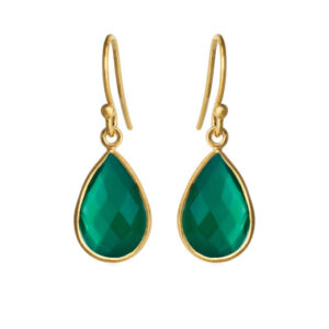 4055-2-102 Susanne Friis Bjørner forgylt ørepynt med grønn agat