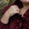Susanne Friis Bjørner armbånd i forgylt sølv med ferskenfargede månestener, røkkvarts og naturfargede ferskvannsperler i lenken