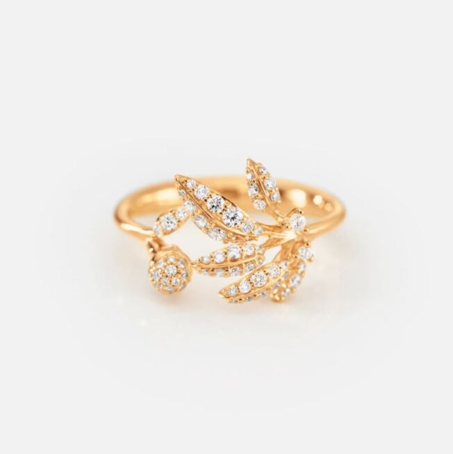OLE LYNGGAARD COPENHAGEN Winter Frost ring i gult gull med diamanter