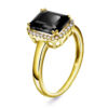 Gult gull ring med onyks og diamanter 0,14 ct
