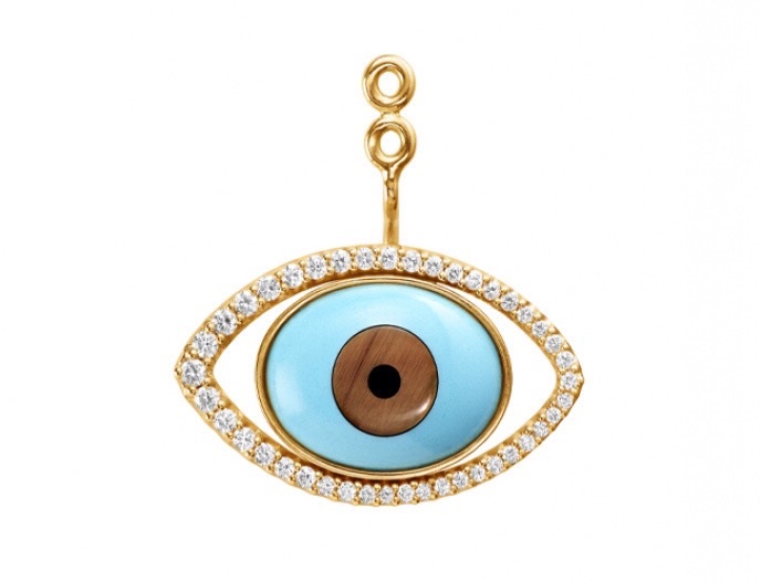 OLE LYNGGAARD COPENHAGEN  Evil Eye øreanheng til ørepynt i gull med turkis og diamanter