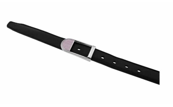 Belte i skinn med spenne i sølv med rosa emalje striper