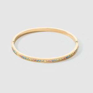 Coeur de Lion armring med lyse multicolor krystaller i gullfarget stål
