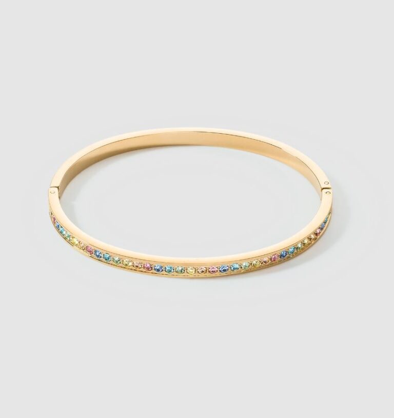 Coeur de Lion armring med lyse multicolor krystaller i gullfarget stål