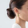 Coeur de Lion "Earrings Hoops Square Stripes" ørering med grønne krystaller