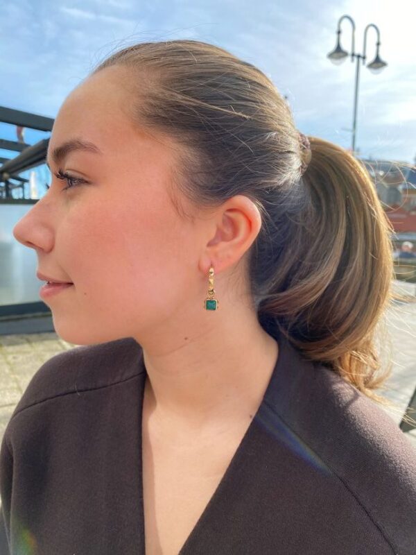 Coeur de Lion øreanheng til ørering med grønn agat