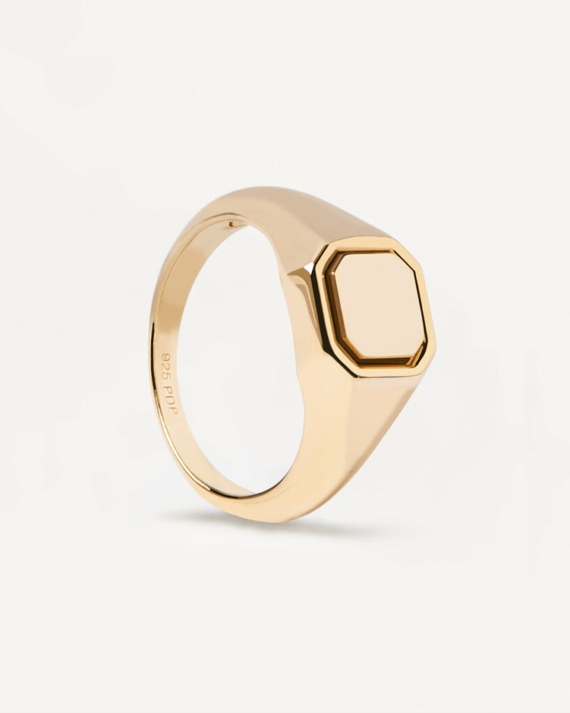 PDPAOLA "Octet Stamp" ring i forgylt sølv