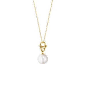 Georg Jensen "Magic" anheng med kjede i gult gull med perle