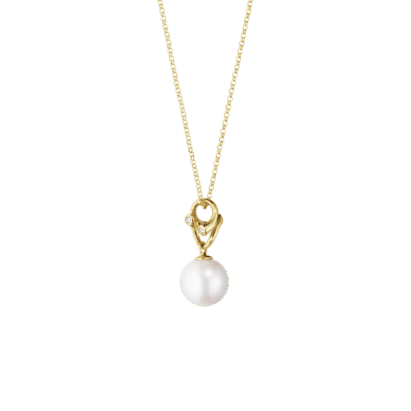 Georg Jensen "Magic" anheng med kjede i gult gull med perle
