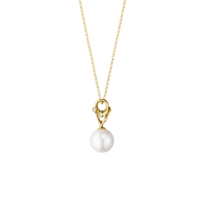 Georg Jensen "Magic" anheng med kjede i gult gull med perle