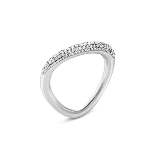 10013257 Georg Jensen "Offspring" ring i sølv med paveert overflate med diamanter