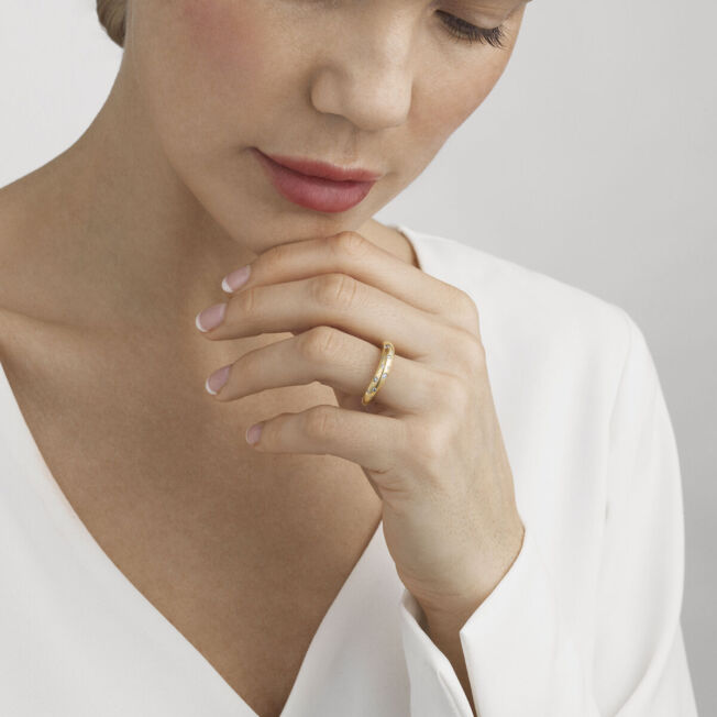 Georg Jensen "Offspring" ring i gult gull med diamanter