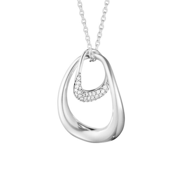 Georg Jensen "Offspring" kjede i sølv med diamanter