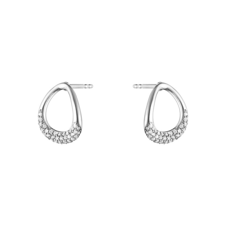 Georg Jensen "Offspring" ørepynt i sølv, liten med diamanter