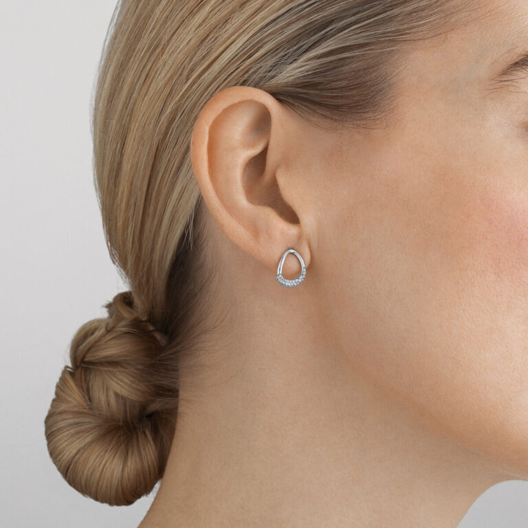 Georg Jensen "Offspring" ørepynt i sølv, liten med diamanter