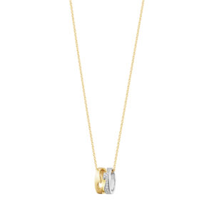 Georg Jensen "Fusion" anheng i 2-farget gull med diamanter