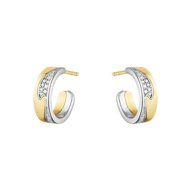 10016433 Georg Jensen "Fusion øreringer" i 2-farget gull med diamanter
