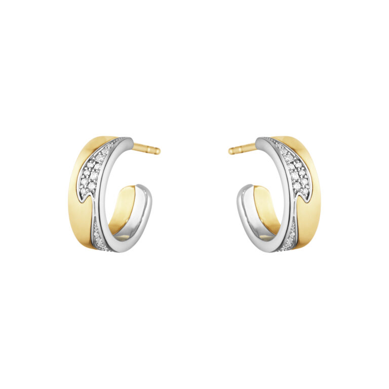 Georg Jensen "Fusion øreringer" i 2-farget gull med diamanter