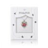 Pia og Per, emaljehjerte med rose, stor