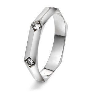 "Fasett" ring i hvitt gull med 0,06 TW.SI , spredte diamanter