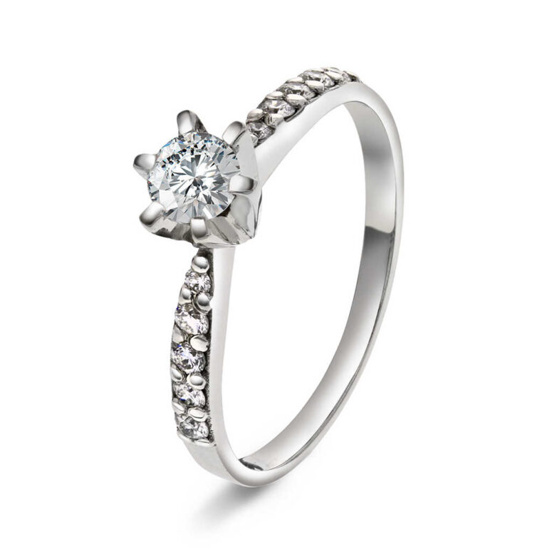 "Superstar" ring i hvitt gull med 0,58 TW SI