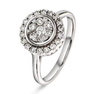 Rosettring i hvitt gull diamanter 0,50ct
