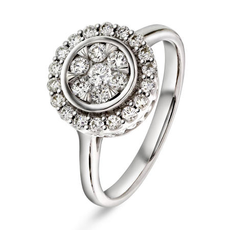 Rosettring i hvitt gull diamanter 0,50ct