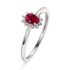 Rosettring i hvitt gull med rubin og 0,04ct diamanter