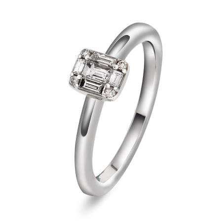 Hvitt gull ring med baguetteslipte diamanter 0,29 ct