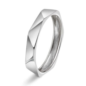 "Fasett" ring i hvitt gull, smal