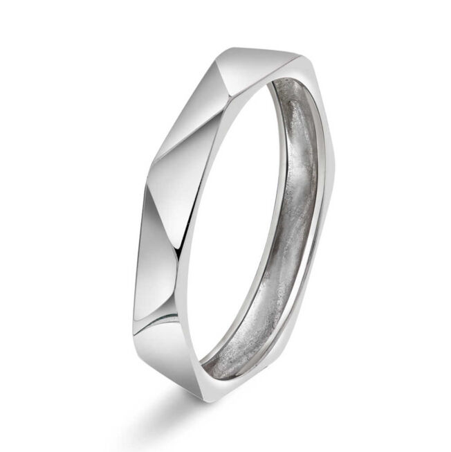 "Fasett" ring i hvitt gull, smal