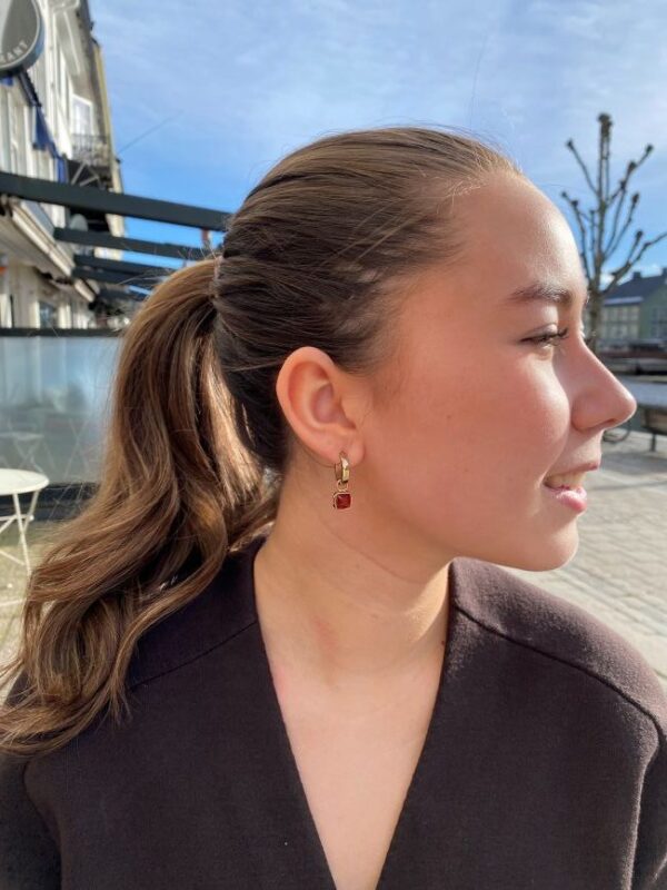Coeur de Lion øreanheng til ørering med rød agat