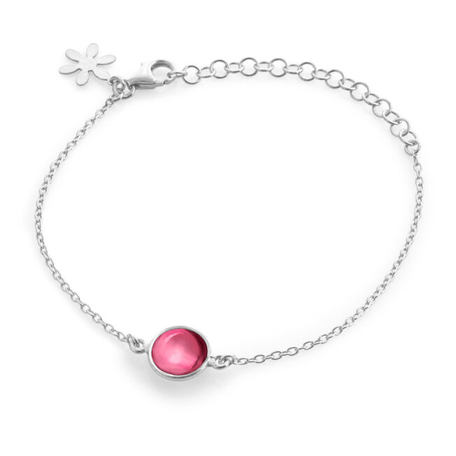 Susanne Friis Bjørner armbånd i sølv med pink krystall