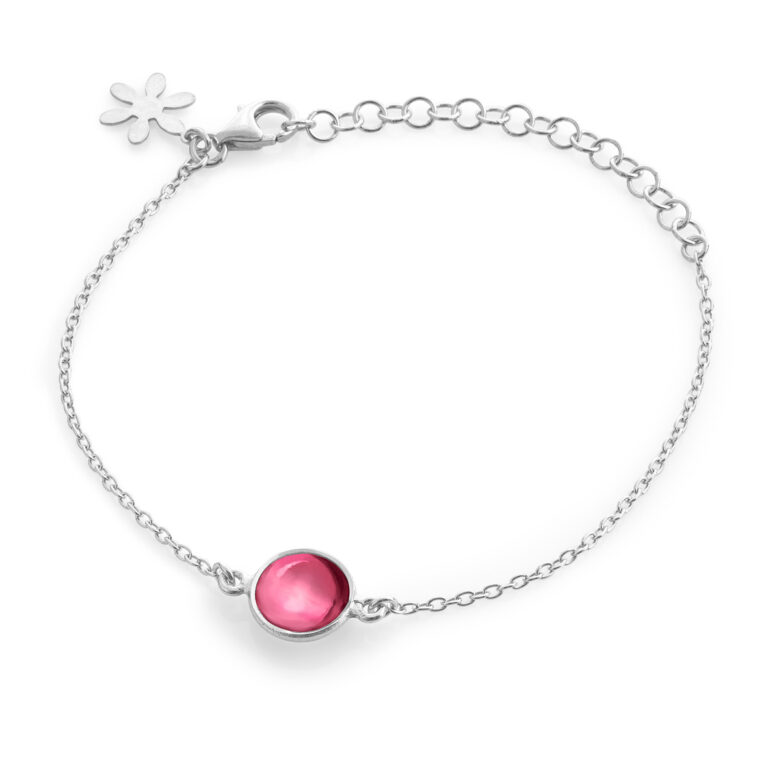 Susanne Friis Bjørner armbånd i sølv med pink krystall