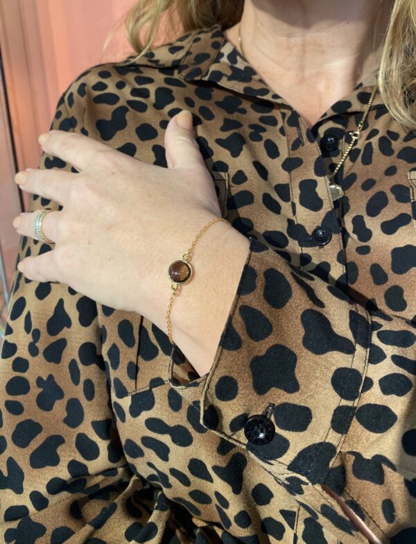 Susanne Friis Bjørner armbånd i forgylt sølv med røkkvarts