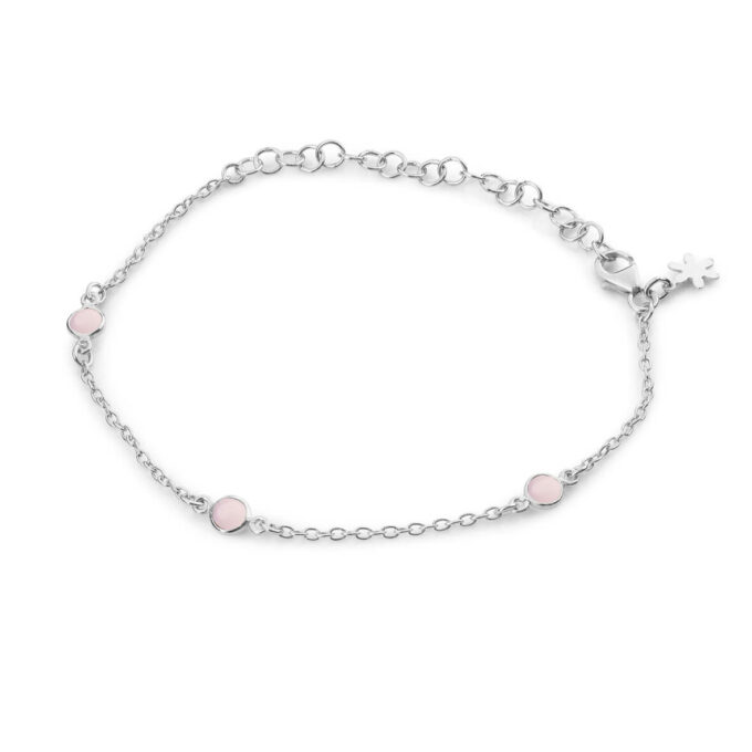 Susanne Friis Bjørner sølv armbånd med 3 lys rosa krysaller
