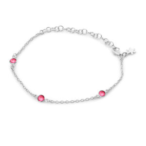 Susanne Friis Bjørner sølv armbånd med 3 pink krysaller