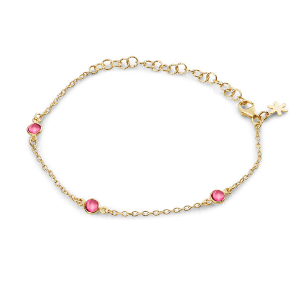 Susanne Friis Bjørner forgylt armbånd med 3 pink krystaller