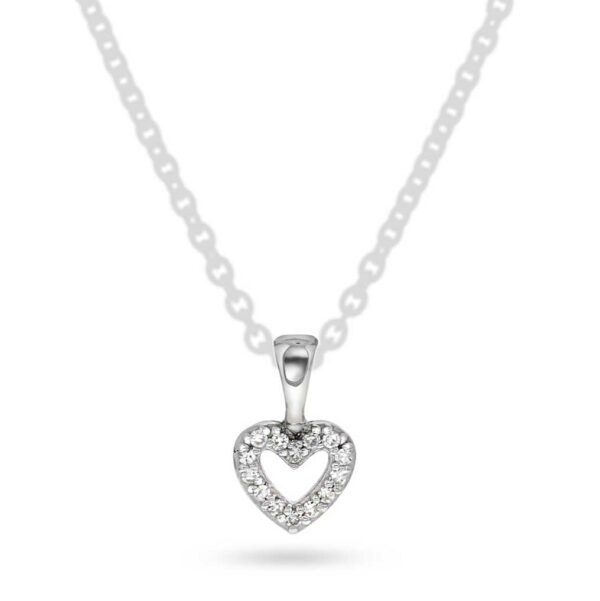 Prins og prinsesse, hvitt gull hjerte med diamanter 0,03ct