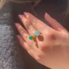 Susanne Friis Bjørner ring forgylt med grønn agat, liten