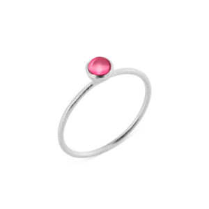 Susanne Friis Bjørner smal ring i sølv med pink krystall