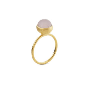 Susanne Friis Bjørner ring forgylt med rosa krystall, liten