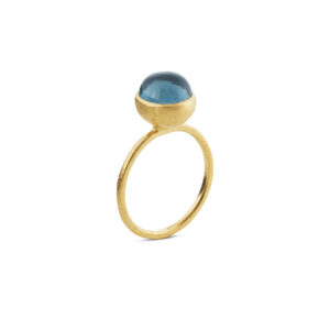 Susanne Friis Bjørner ring forgylt med London Blue krystall, liten