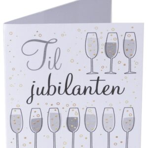 Kort "Til jubilanten" grått og gull