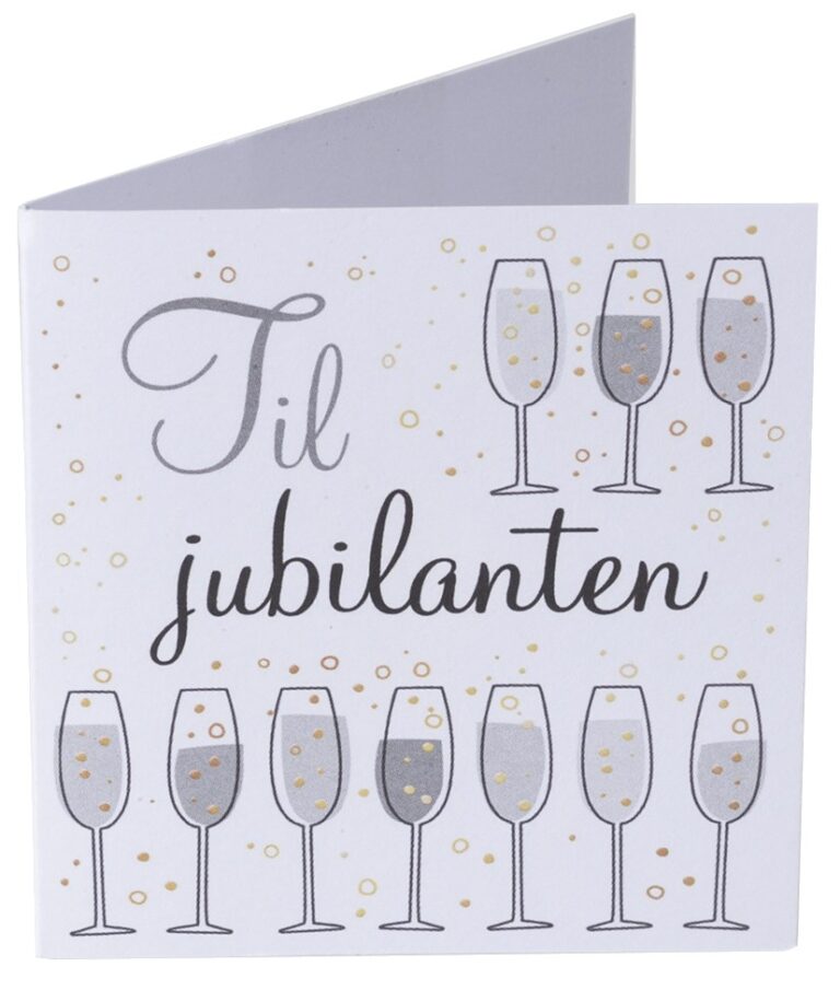 Kort "Til jubilanten" grått og gull