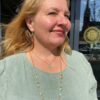 Susanne Friis Bjørner kjede med ovale synt. topas, grønn kvarts og morganittfarget krystall