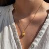 Susanne Friis Bjørner kjede i forgylt sølv med hjerte med brun diamant