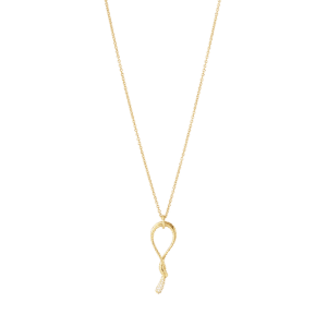 Georg Jensen "MERCY Swirl" anheng i gult gull med diamanter