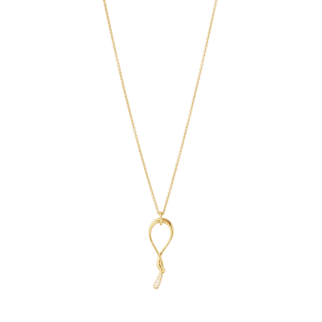Georg Jensen "MERCY Swirl" anheng i gult gull med diamanter
