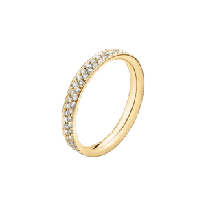 Georg Jensen «Magic» ring i gult gull med paveert overflate av diamanter